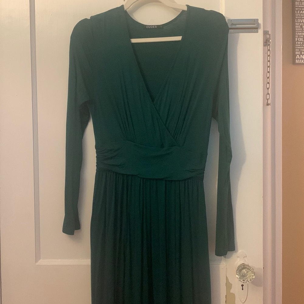 Size large dark green maxi dress , worn once